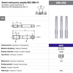Komplet gwintowników ręcznych M3 NGMM/3-P DIN-352 HSSE INOX 3 szt. FANAR  (A2-235801-0030)