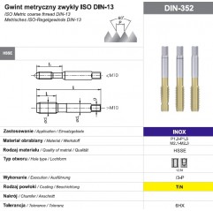 Komplet gwintowników ręcznych M4 NGMM/3-P DIN-352 HSSE powłoka TIN INOX 3 szt. FANAR  (A2-235831-0040)