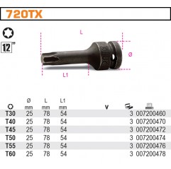 NASADKA UDAROWA 1/2" Z KOŃCÓWKĄ TORX T60 BETA (720TX/60)