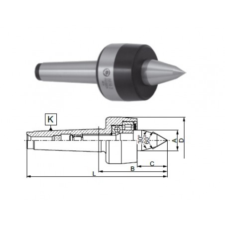 Kieł tokarski obrotowy wydłużony precyzyjny 8814-4/I ZM KOLNO (0642 588 144 102 A)