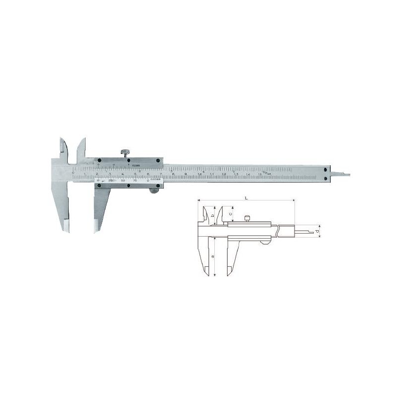Suwmiarka noniuszowa ze śrubą MAUa DIN 862 zakres 200 mm głębokościomierz płaski GIMEX  (201.048)