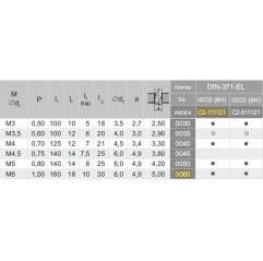 GWINTOWNIK M 6 DIN-371B EL (6H) HSSE 800 ZAMIENNIK 800OX FANAR (C2-111121-0060)