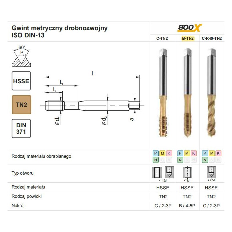 GWINTOWNIK M10x1 DIN-371B (6H) HSSE TIN 800X FANAR (C2-113X01-0103) GWINTOWNIK M10x1 DIN-371B (6H) HSSE TIN 800X FANAR (C2-113X01-0103)