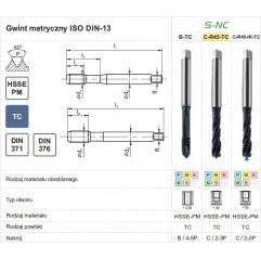 GWINTOWNIK M 3 DIN-371C R45 (6H) HSSE-PM TICN S-NC FANAR (C4-525301-0030)