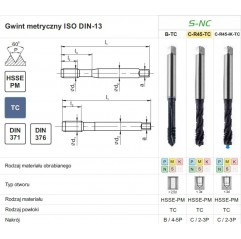 GWINTOWNIK M 6 DIN-371C R45 (6H) HSSE-PMS TICN S-NC FANAR (C4-525301-0060)
