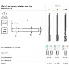 GWINTOWNIK M10x1 DIN-374B (6H) HSSE 800 FANAR (D2-111101-0103)