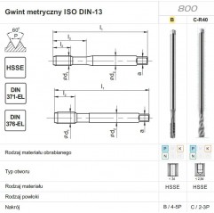 GWINTOWNIK M12 DIN-376B EL (6H) HSSE 800 FANAR (D2-111121-0120)