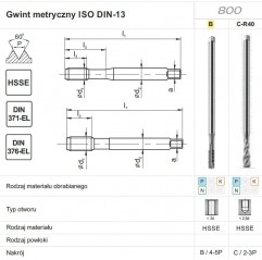 GWINTOWNIK M16 DIN-376B EL (6H) HSSE 800 FANAR (D2-111121-0160)