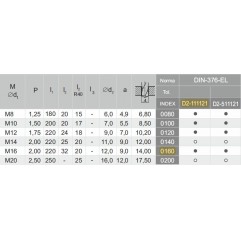 GWINTOWNIK M16 DIN-376B EL (6H) HSSE 800 FANAR (D2-111121-0160)