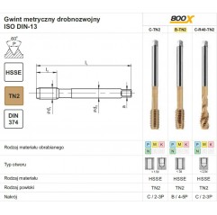GWINTOWNIK M16X1,5 DIN-374B (6H) HSSE TIN 800X FANAR (D2-113X01-0165)