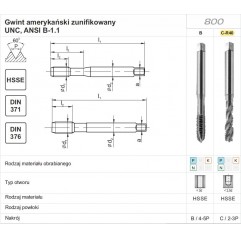 GWINTOWNIK UNC  5/8-11 DIN-376C R40 (2B) HSSE 800 FANAR (D2-511101-4133)