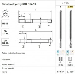 GWINTOWNIK M16 DIN-376C R40 EL (6H) HSSE 800 FANAR (D2-511121-0160)