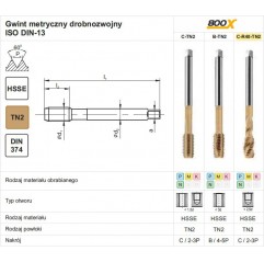 GWINTOWNIK M12x1 DIN-374C R40 (6H) HSSE TIN 800X FANAR (D2-513X01-0123)