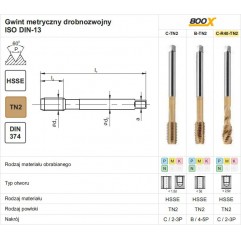 GWINTOWNIK M12x1 DIN-374C R40 (6H) HSSE TIN 800X FANAR (D2-513X01-0123)