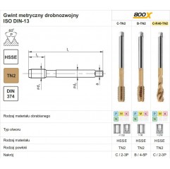 GWINTOWNIK M12x1,5 DIN-374C R40 (6H) HSSE TIN 800X FANAR (D2-513X01-0125)