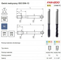 GWINTOWNIK M16x1,5 DIN-374B (6H) HSSE-PM TICN FAN FANAR (D4-115001-0165)