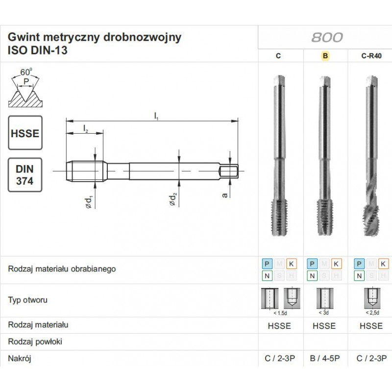 GWINTOWNIK M36x1,5 DIN-374B (6H) HSSE 800 FANAR (D2-111101-0365)