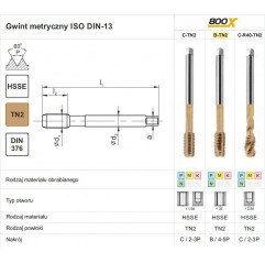 GWINTOWNIK M42 DIN-376B (6H) HSSE TIN 800X FANAR (D2-113X01-0420)