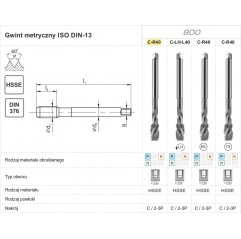 GWINTOWNIK M42 DIN-376C R40 (6H) HSS 800 FANAR (D2-511101-0420)