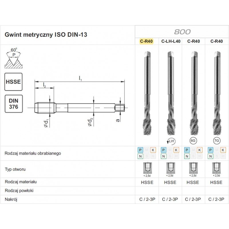 GWINTOWNIK M42 DIN-376C R40 (6H) HSS 800 FANAR (D2-511101-0420)