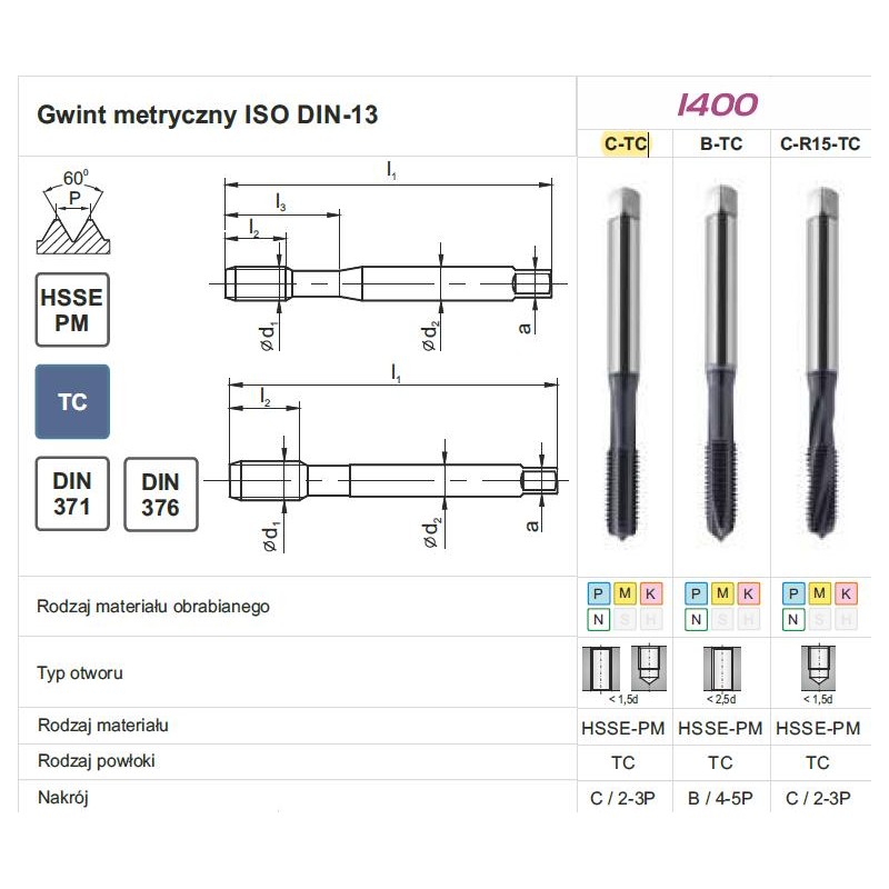 GWINTOWNIK M18 DIN-376C (6HX) HSSE-PM TICN 1400 FANAR (D4-125901-0180)