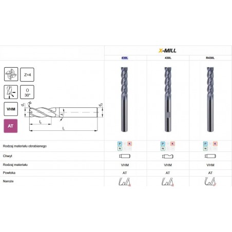 FREZ TRZPIENIOWY WEGLIK FI 20,0   60/150 Z4 HA20 VHM AT X-MILL 430L FANAR ()