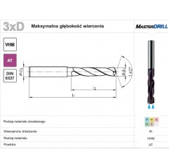 WIERTLO WEGLIK FI  8,00  41/79MM  3xD HA10 VHM TIALN IK MASTERDRILL FANAR (W9-604M33-0800)