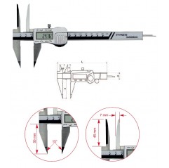 Suwmiarka elektroniczna ze śrubą zakres 150 mm szczęki wewnętrzne 45 mm metalowa obudowa GIMEX  (240.010.N)