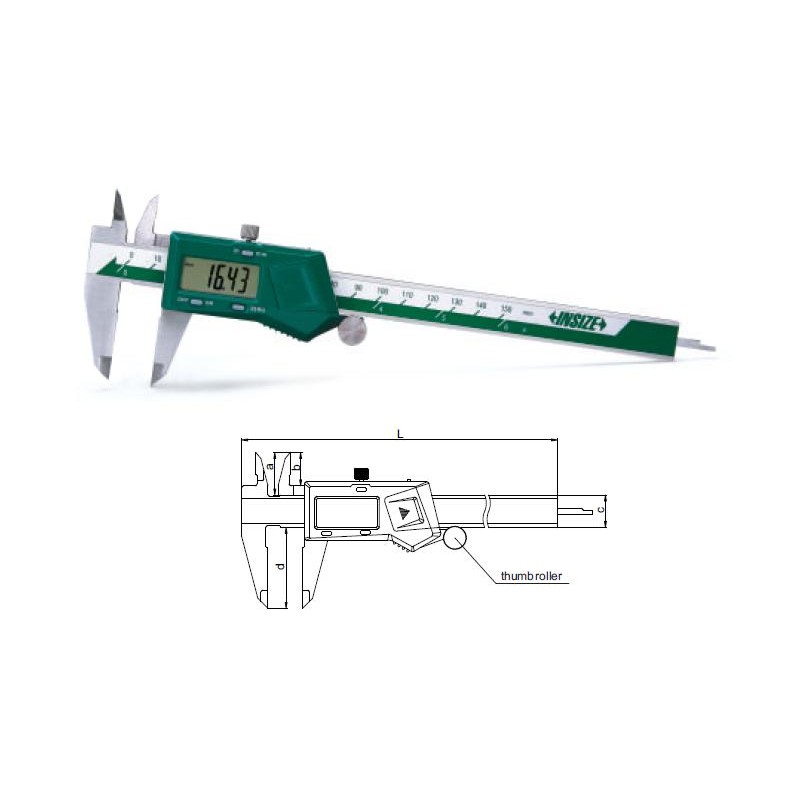 Suwmiarka elektroniczna MAUa ze śrubą i rolką zakres pomiaru 0-150 mm / 0-6" INSIZE  (1108-150)