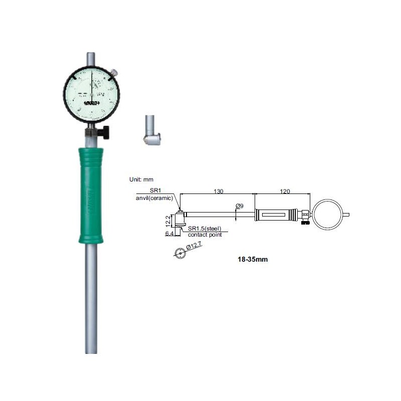 Średnicówka zegarowa analogowa MDHc zakres pomiaru 18-35 mm INSIZE  (2322-35A)