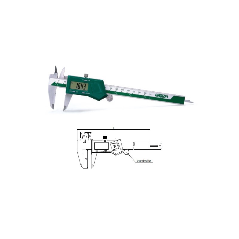 Suwmiarka elektroniczna MAUa ze śrubą i rolką zakres pomiaru 0-200 mm / 0-8" INSIZE  (1108-200)