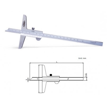 Głębokościomierz noniuszowy ze śrubą MAGa zakres 150 mm INSIZE  (1240-150)