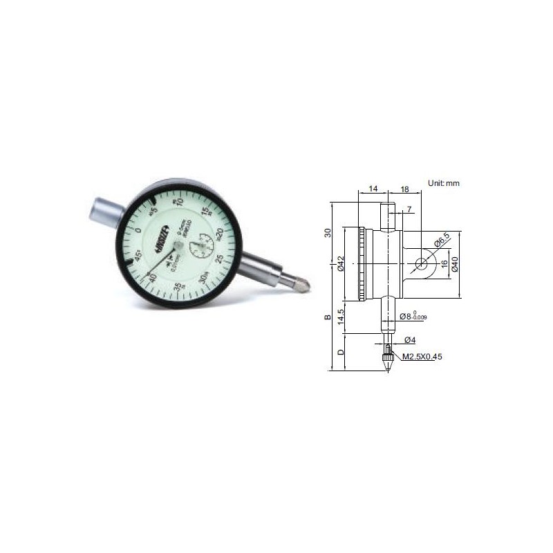 Czujnik zegarowy 3/0,01 mm INSIZE  (2311-3F)