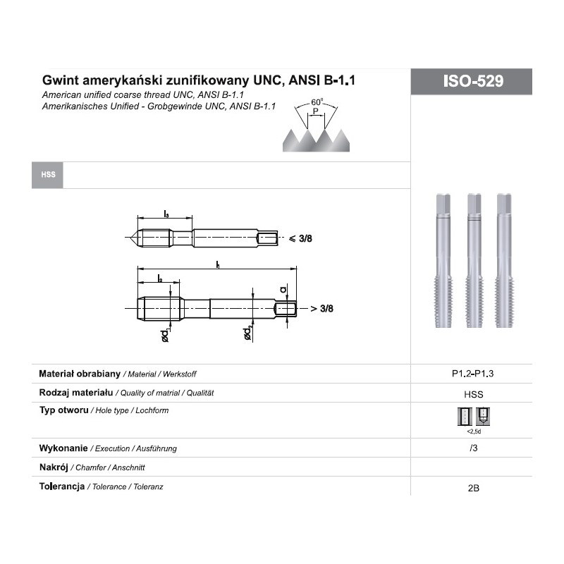 GWINTOWNIK BSW 1/4-20 NGWB/3 DIN-352 HSS GWINTOWNIK BSW 1/4-20 NGWB/3 DIN-352 HSS