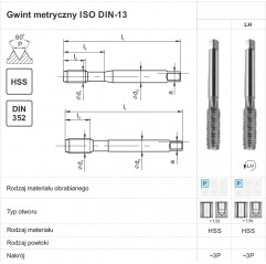 GWINTOWNIK M 8 NGMM/1 DIN-352D (6H) HSS