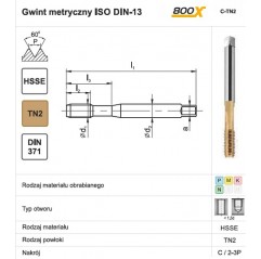 GWINTOWNIK M10 DIN-371C (6H) HSSE TIN 800X