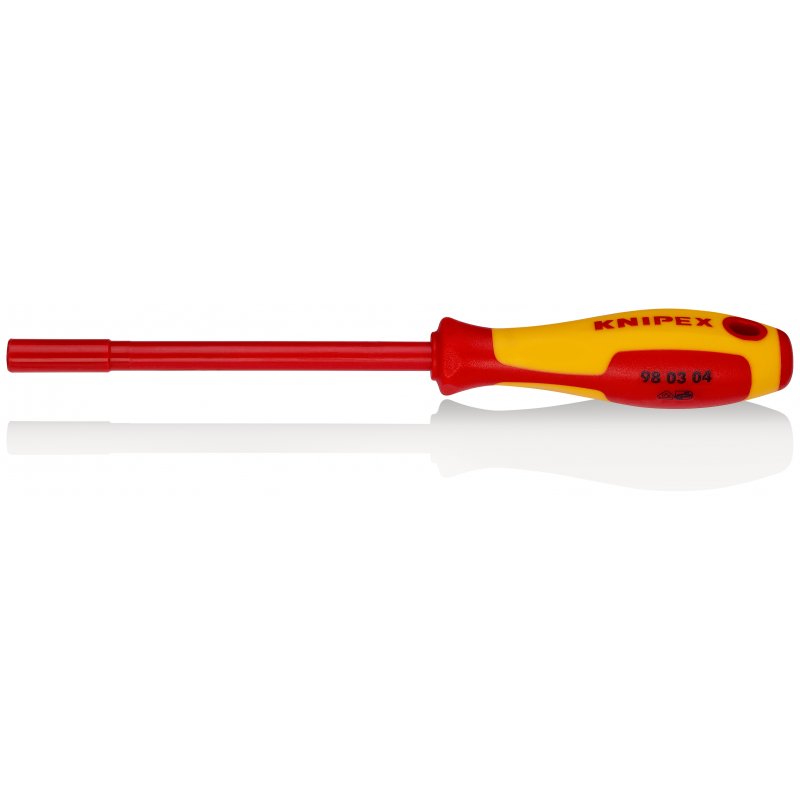 Wkrętaki nasadowe z rękojeścią wkrętakową Rękojeść dwukomponentowa izolowana wg VDE czernione 230 mm Knipex (98 03 04) Wkrętaki nasadowe z rękojeścią wkrętakową Rękojeść dwukomponentowa izolowana wg VDE czernione 230 mm Knipex (98 03 04)