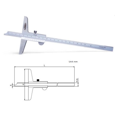 Głębokościomierz noniuszowy ze śrubą MAGa zakres 200 mm INSIZE  (1240-2001)