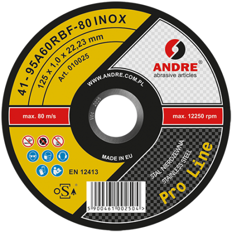 Tarcza prosta do cięcia T41 350×3,5×32 mm 95A30RBF INOX PRO LINE ANDRE (030080)