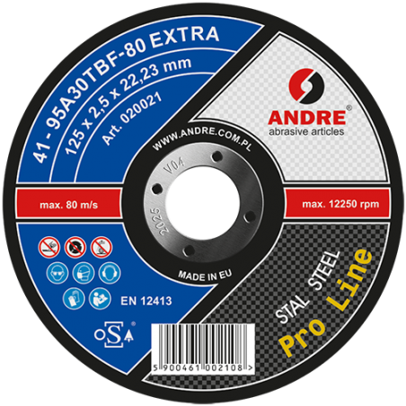 Tarcza płaska do cięcia T41 150×3×22,2 mm 95A24TBF EXTRA PRO LINE ANDRE (020036)