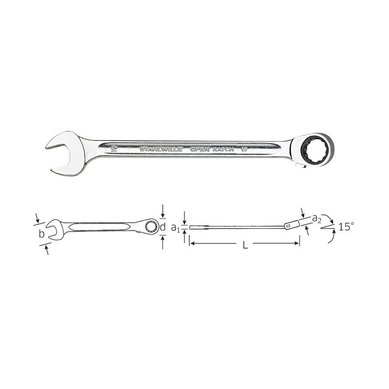 Klucz płasko-oczkowy z grzechotką 13 mm  typ 17 STAHLWILLE  (PR41171313)