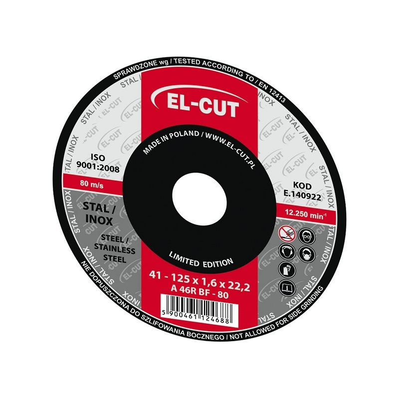 TARCZA T41 125/1,6/22 METAL/INOX EL-CUT (E.140922 ( 25 )) TARCZA T41 125/1,6/22 METAL/INOX EL-CUT (E.140922 ( 25 ))