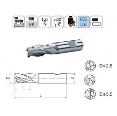 Frez trzpieniowy NFPA FI 12,0 26/83 Z4 HB12 HSSE BK-MN EL-CUT (F.2209120)