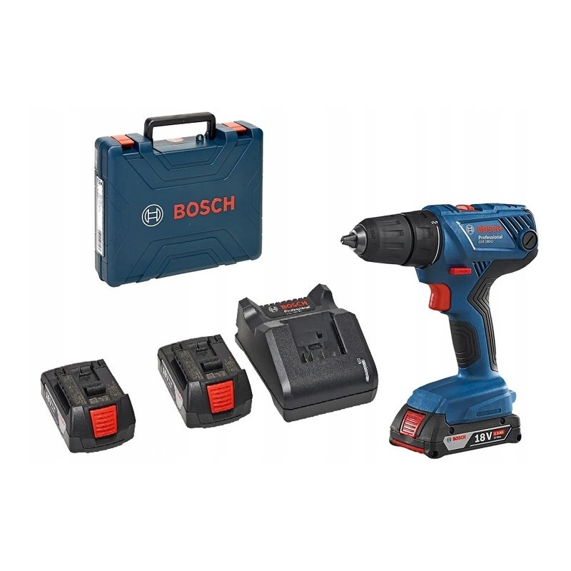 Wkrętarka GSR 180-LI 18V + 2x aku. 2.0 Ah BOSCH (06019F810A) + walizka z osprzętem