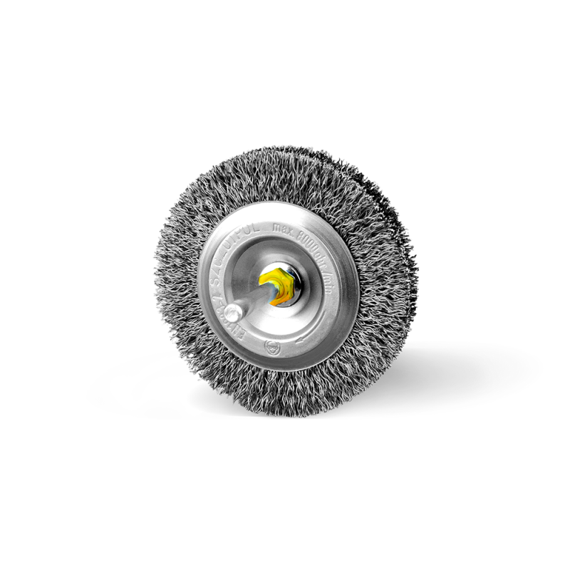Szczotka tarczowa z trzpieniem FI  80 mm DRUT 0.30 INOX SZCZOTPOL (008-AKA)