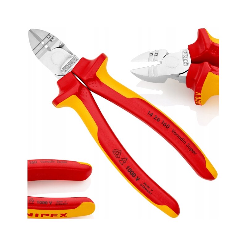 Szczypce tnące boczne do ściągania izolacji 160 mm KNIPEX (1426160)
