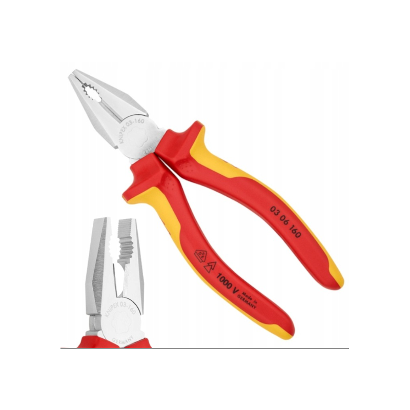 Szczypce uniwersalne kombinerki izolowane 1000 V 160 mm KNIPEX (0306160) Szczypce uniwersalne kombinerki izolowane 1000 V 160 mm KNIPEX (0306160)
