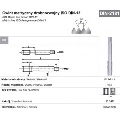 Gwintownik maszynowy drobnozwojny ogólnego przeznaczenia MF M16x1 NGMM/1 DIN-2181D HSS FANAR  (E1-131001-0163)